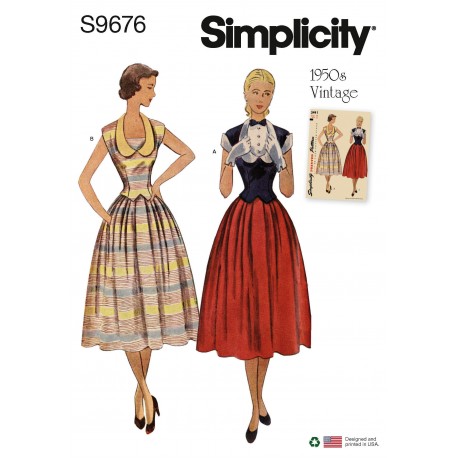 1950ér vintage nederdel og bluse Simplicity snitmønster S9676