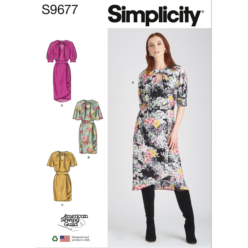 Kjole m/ærme Simplicity snitmønster S9677