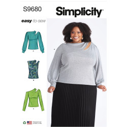 Bluse m/åben skulder PLUSMODE Simplicity snitmønster S9680