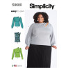 Bluse m/åben skulder PLUSMODE  Simplicity snitmønster S9680