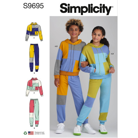 Jogging sæt Hoodie og bukser Simplicity snitmønster S9695 A