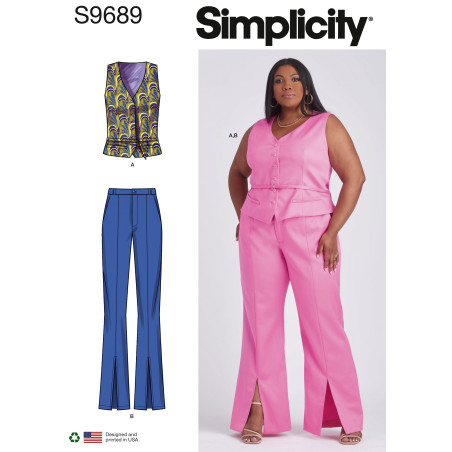 Vest og bukser m/slids også plusmode Simplicity snitmønster 9689