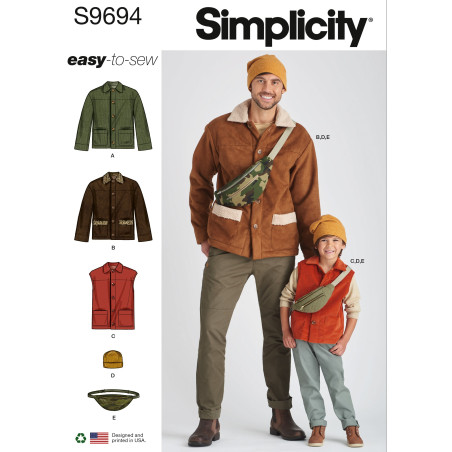 Jakke og vest far/søn Simplicity snitmønster 9694 A