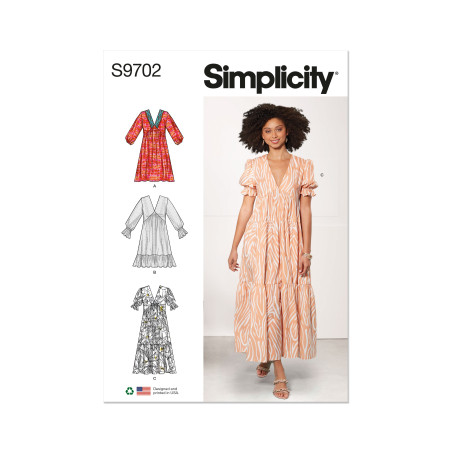 Flæsekjole og tunika også plusmode Simplicity snitmønster 9702