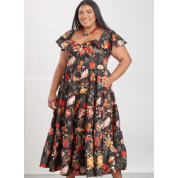 Kjole m/ flæseærme plusmode Simplicity snitmønster 9704