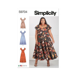 Kjole m/ flæseærme plusmode Simplicity snitmønster 9704