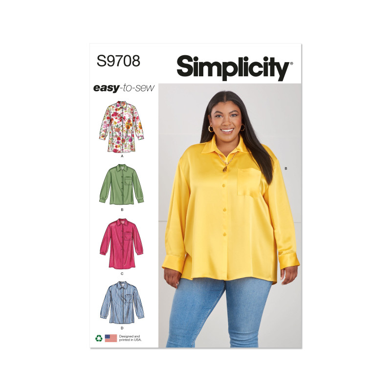 Storskjorte plusmode Simplicity snitmønster 9708 easy