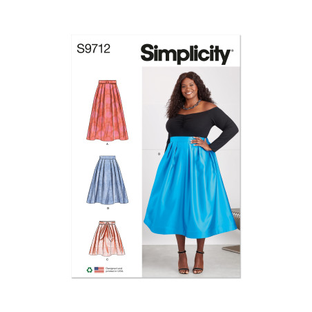 Nederdel plusmode Simplicity snitmønster 9712
