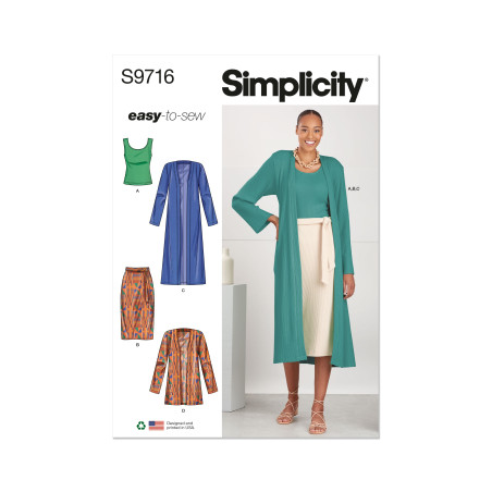 Nederdel og cardigan Simplicity snitmønster 9716