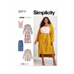 Cardigan top og nederdel plusmode Simplicity snitmønster 9717 easy