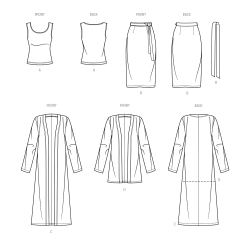 Cardigan top og nederdel plusmode Simplicity snitmønster 9717 easy
