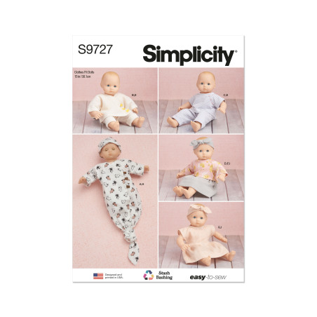 Dukketøj til 38 cm dukke Simplicity snitmønster 9727 os