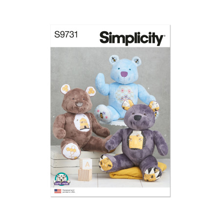 Tøjdyr bamse Simplicity snitmønster 9731os