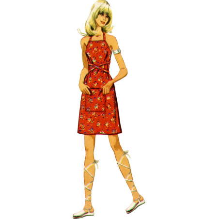 1970´Vintage kjole m/bånd Simplicity snitmønster 9739 A