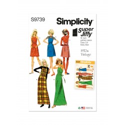 1970´Vintage kjole m/bånd Simplicity snitmønster 9739 A