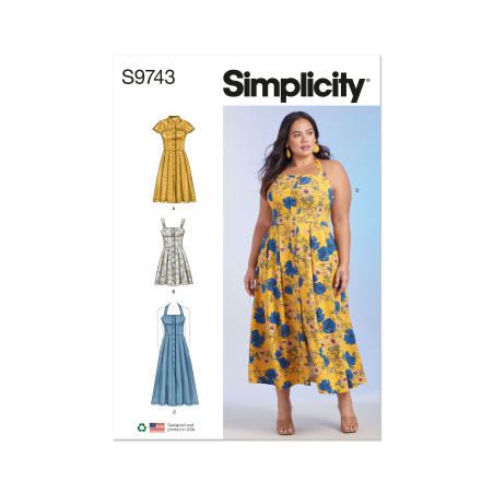 Kjole plusmode Simplicity snitmønster 9743