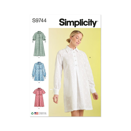 Kjole også plusmode Simplicity snitmønster 9744