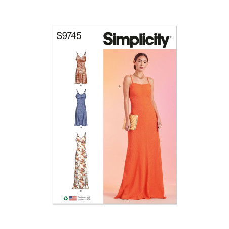 Kjole m/stropper også plusmode Simplicity snitmønster 9745