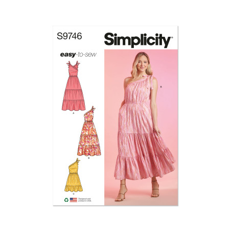 Kjole m/en strop Simplicity snitmønster 9746 easy