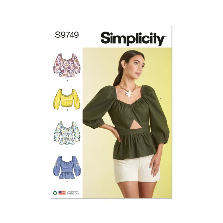 Bluse også plusmode Simplicity snitmønster 9749