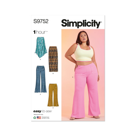 Nederdel og bukser plusmode Simplicity snitmønster 9752