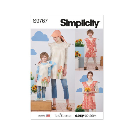 Forklædekjole/forklæde  mor/barn Simplicity snitmønster 9767 A easy