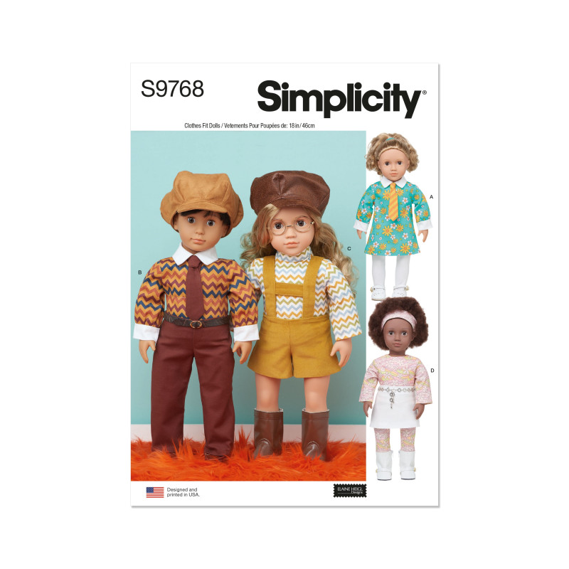 Dukketøj til 46 cm dukke Simplicity snitmønster 9768 os