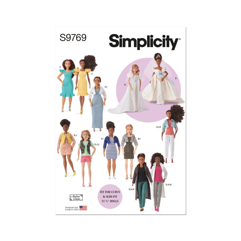 Dukketøj Barbie 29 cm dukke Simplicity snitmønster 9769 A