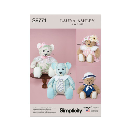 Bamse m/tøj  ca.51 cm Simplicity snitmønster 9771 os