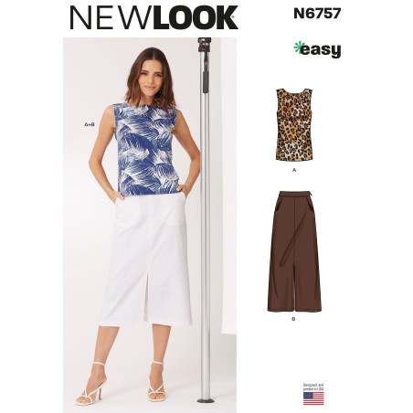Nederdel m/slids og bluse New look snitmønster N6757 easy