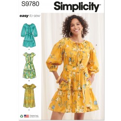Kort Flæse kjole Simplicity snitmønster 9780