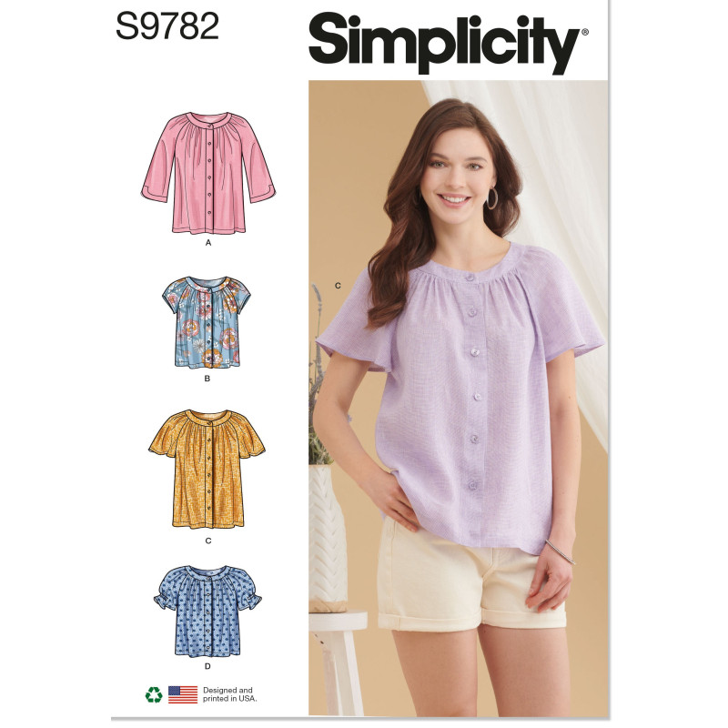 Bluse Simplicity snitmønster 9782 også plusmode