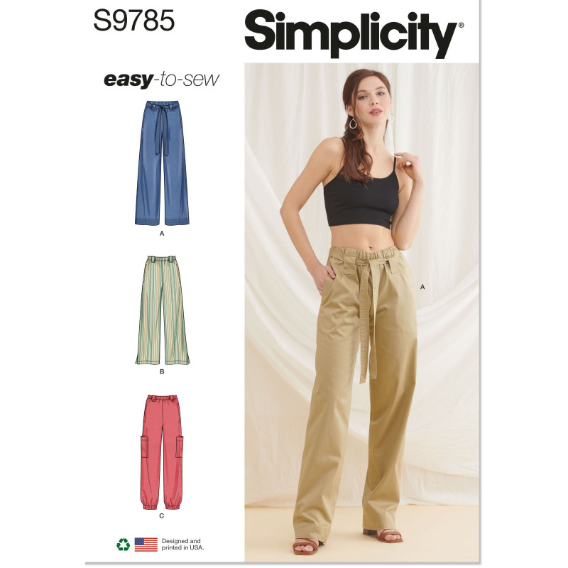 Lange bukser Simplicity snitmønster 9785 easy også plusmode