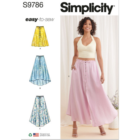Nederdel  gennemknappet Simplicity snitmønster 9786 easy