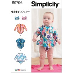 Baby badedragt og hårbånd Simplicity snitmønster 9796 A