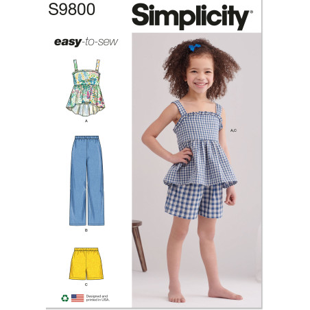 Pigetøj tunika og bukser Simplicity snitmønster 9800 A