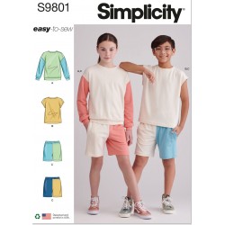 Drenge/pige tøj shorts og bluser Simplicity snitmønster 9801 A