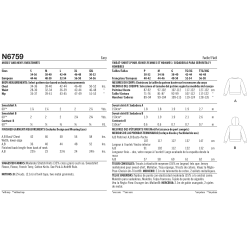 Hættetrøje Herre/dame  New Look snitmønster  6759