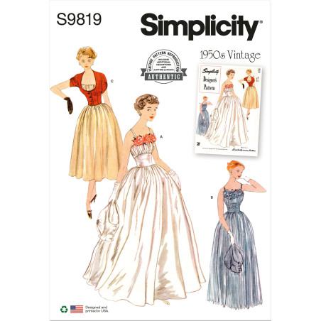 1950´vintage langkjole og jakke Simplicity snitmønster 9819