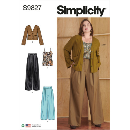 Kort jakke top og bukser  plusmode  Simplicity snitmønster 9827