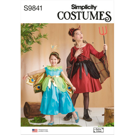 Påfugl og djævel kostume børn Simplicity snitmønster 9841