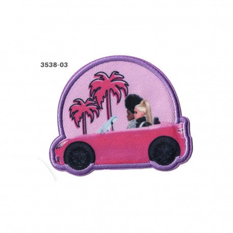 Barbie i bil broderet strygemærke 3538-03