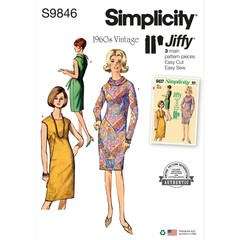 1960´vintage kjole også plusmode Simplicity snitmønster 9846