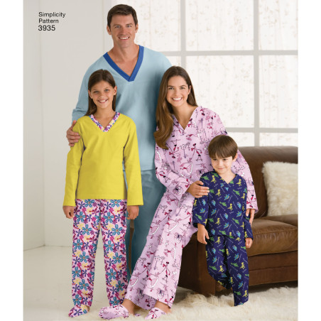 Pyjamas til hele familien Simplicity snitmønster 3935