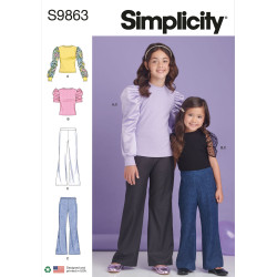 Pigetøj bluse og bukser Simplicity snitmønster S9863