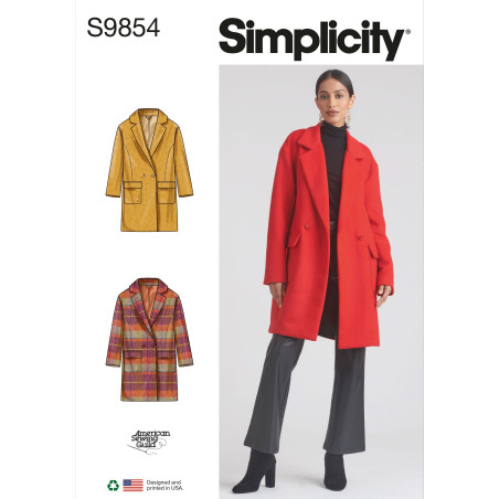 Kort frakke m/lommer også plusmode  Simplicity snitmønster S9854