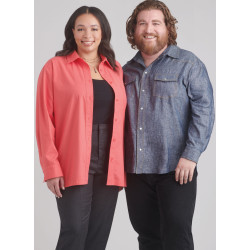 Unisex skjorte ham/hende plusmode  Simplicity snitmønster S9859 easy