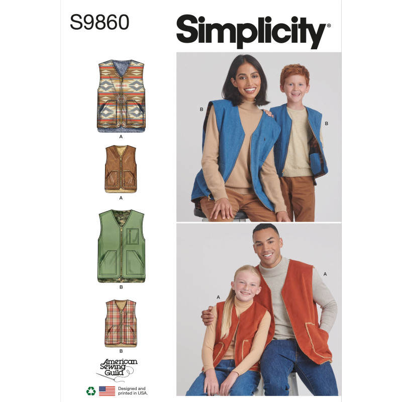 Vest til hele familien Simplicity snitmønster S9860 A