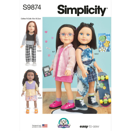 Dukketøj til 45,5 cm dukke Simplicity snitmønster S9874