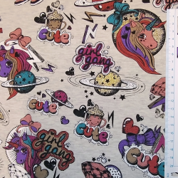 French Terry " Girl gang "m/glimmer metervare